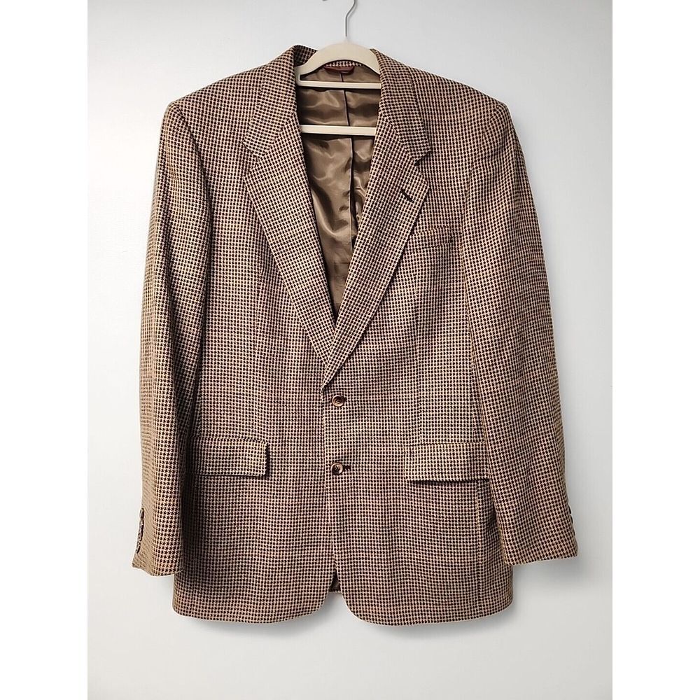 Hart Schaffner Marx Nordstrom Men‎ Size 46XL Houndstooth Wool Blazer Jacket Coat